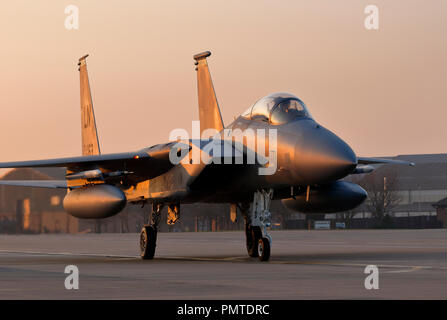 McDonnell Douglas F 15 C Adler der 493Rd Fighter Squadron, 48th Fighter Wing, RAF Lakenheath, Suffolk, Großbritannien, eine hohe Geschwindigkeit Jagdflugzeug. Stockfoto