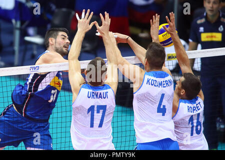 Florenz, Italien. 18. September 2018, FILIPPO LANZA Italien gegen Slowenien Volleyball Men's World Championship Florenz September 18, 2018 Credit: Filippo Rubin/Alamy leben Nachrichten Stockfoto