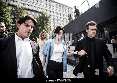 Mailand, Italien. 19 Sep, 2018. Kendall Jenner kommt an Alberta Ferretti Modenschau für die Mailänder Modewoche in Mailand, Italien. Credit: Marco Aprile/Alamy Live Credit: Marco Aprile/Alamy leben Nachrichten Stockfoto