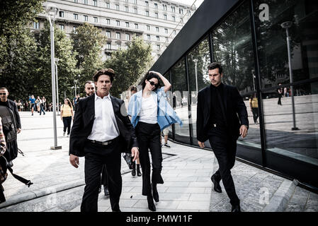 Mailand, Italien. 19 Sep, 2018. Kendall Jenner kommt an Alberta Ferretti Modenschau für die Mailänder Modewoche in Mailand, Italien. Credit: Marco Aprile/Alamy Live Credit: Marco Aprile/Alamy leben Nachrichten Stockfoto