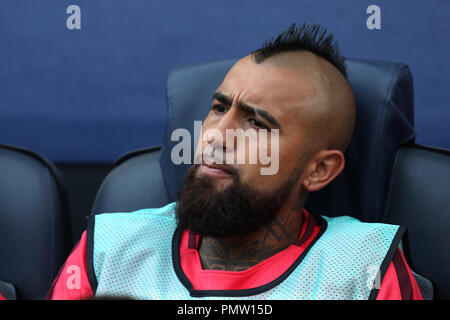 Barcelona, Katalonien, Spanien. 18 Sep, 2018. Arturo Vidal des FC Barcelona in der UEFA Champions League, Gruppe B Fußballspiel zwischen dem FC Barcelona und PSV Eindhoven am 18. September 2018 im Camp Nou Stadion in Barcelona, Spanien Quelle: Manuel Blondeau/ZUMA Draht/Alamy leben Nachrichten Stockfoto