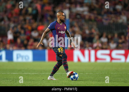 Barcelona, Katalonien, Spanien. 18 Sep, 2018. Arturo Vidal des FC Barcelona in der UEFA Champions League, Gruppe B Fußballspiel zwischen dem FC Barcelona und PSV Eindhoven am 18. September 2018 im Camp Nou Stadion in Barcelona, Spanien Quelle: Manuel Blondeau/ZUMA Draht/Alamy leben Nachrichten Stockfoto