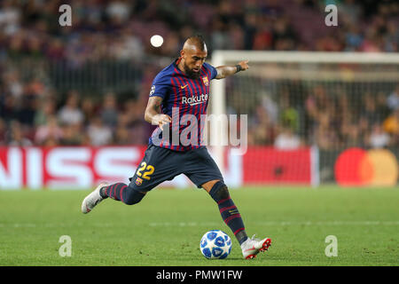 Barcelona, Katalonien, Spanien. 18 Sep, 2018. Arturo Vidal des FC Barcelona in der UEFA Champions League, Gruppe B Fußballspiel zwischen dem FC Barcelona und PSV Eindhoven am 18. September 2018 im Camp Nou Stadion in Barcelona, Spanien Quelle: Manuel Blondeau/ZUMA Draht/Alamy leben Nachrichten Stockfoto