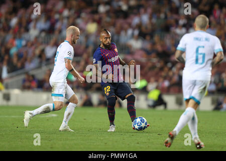 Barcelona, Katalonien, Spanien. 18 Sep, 2018. Arturo Vidal des FC Barcelona in der UEFA Champions League, Gruppe B Fußballspiel zwischen dem FC Barcelona und PSV Eindhoven am 18. September 2018 im Camp Nou Stadion in Barcelona, Spanien Quelle: Manuel Blondeau/ZUMA Draht/Alamy leben Nachrichten Stockfoto