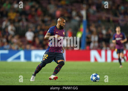Barcelona, Katalonien, Spanien. 18 Sep, 2018. Arturo Vidal des FC Barcelona in der UEFA Champions League, Gruppe B Fußballspiel zwischen dem FC Barcelona und PSV Eindhoven am 18. September 2018 im Camp Nou Stadion in Barcelona, Spanien Quelle: Manuel Blondeau/ZUMA Draht/Alamy leben Nachrichten Stockfoto
