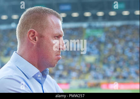 Maik WALPURGIS (Trainer, DD), frustriert, frustriert, frustratedet, halbe Länge, Fußball 2. 1. Fussballbundesliga, 4. Spieltag, Dynamo Dresden (DD) - HSV Hamburg Hamburg Hamburg (HH) 0:1, am 18.09.2018 in Dresden/Deutschland, € | Nutzung weltweit Stockfoto