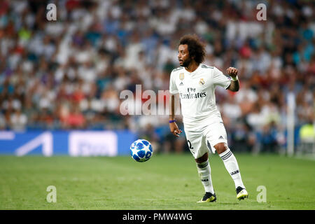 Marcelo Real Madrid in der Champions League Fußball-Spiel zwischen Real Madrid und AS Roma am 19. September 2018 Santiago Bernabeu in Madrid, Spanien. 19 Sep, 2018. Quelle: AFP 7/ZUMA Draht/Alamy leben Nachrichten Stockfoto