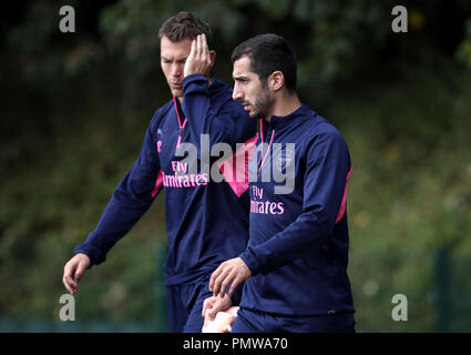 Von Arsenal Henrikh Mkhitaryan während des Trainings in London Colney, Hertfordshire. Stockfoto