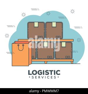 Logistische Dienstleistungen Symbole gesetzt Stock Vektor