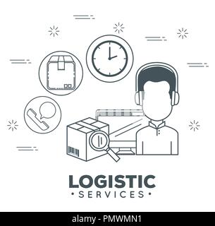 Logistische Dienstleistungen mit Support Agent Stock Vektor