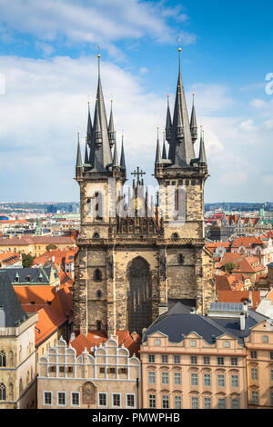 Kirche der Mutter Gottes vor Tyn in Prag, Tschechische Republik. Stockfoto