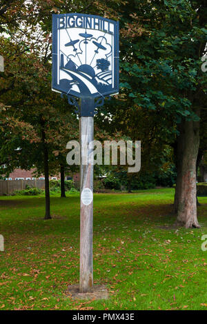 Ortsschild, Biggin Hill, Kent, Großbritannien Stockfoto