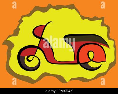 Retro scooter Zeichen mototrcycle Skizze Vector Illustration Stock Vektor