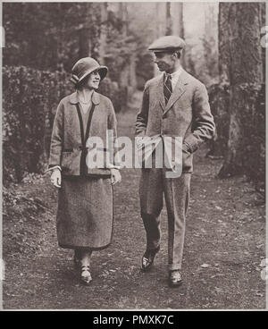 George die sechste mit seiner Frau Königin Elizabeth Bowes Lyon auf ihrer Hochzeitsreise 1923 an Polesdon Lacey, Surrey, die Sie am 26. April 1923 verheiratet war. Stockfoto