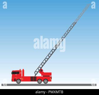 Fire Truck auf blauen Himmel Hintergrund Vektor Stock Vektor
