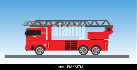Fire Truck auf blauen Himmel Hintergrund Vektor Stock Vektor