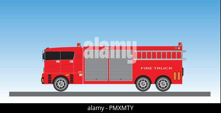 Fire Truck auf blauen Himmel Hintergrund Vektor Stock Vektor