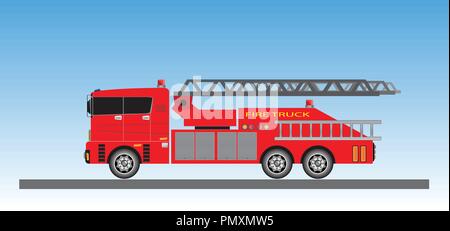 Fire Truck auf blauen Himmel Hintergrund Vektor Stock Vektor