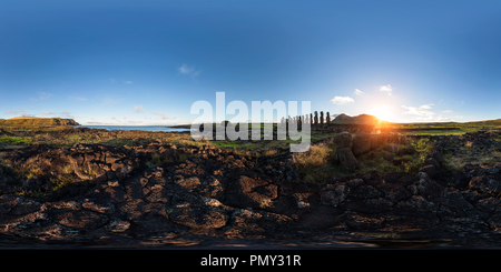 360 Grad Panorama Ansicht von Ahu Tongariki in Osterinsel