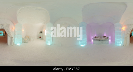 360 Grad Panorama Ansicht von Sorrisniva Igloo Hotel in Norwegen