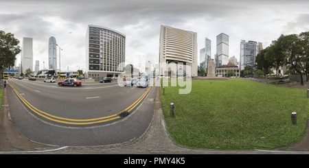 360 Grad Panorama Ansicht von Legislativrat Gebäude in Statue Square. Hongkong