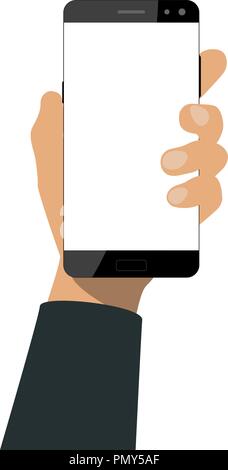 Hand hält ein Smartphone Stock Vektor