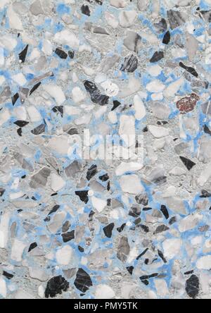 Stein Wand Textur, Terrazzo Marmor Oberfläche, Muster und blaue Farbe für Hintergrund Stockfoto