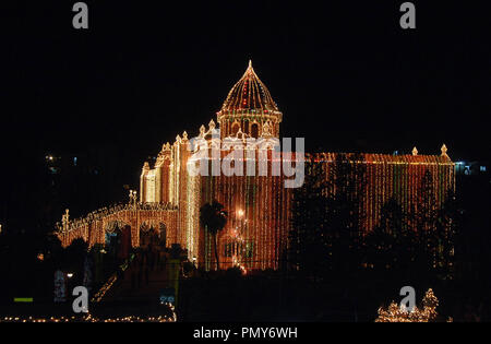 Dhaka, Bangladesch - November 29, 2008: in der Nacht Blick auf Ahsan manzil. Ahsan Manzil war die offizielle Residenz und Sitz des Nawab von Dhaka Stockfoto