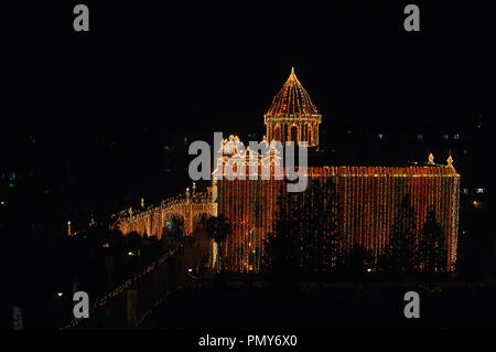 Dhaka, Bangladesch - November 29, 2008: in der Nacht Blick auf Ahsan manzil. Ahsan Manzil war die offizielle Residenz und Sitz des Nawab von Dhaka Stockfoto