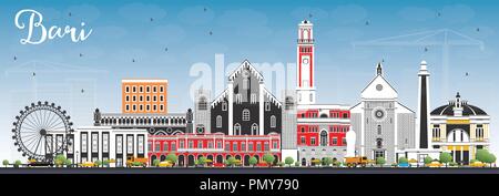 Bari Italien City Skyline mit grauen Gebäuden und blauer Himmel. Vector Illustration. Business Travel und Tourismus Konzept mit moderner Architektur. Bari Stadt Stock Vektor