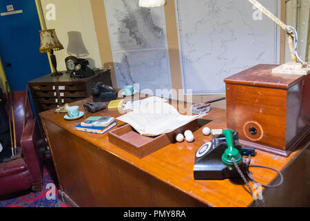 Liverpool Exchange Flaggen westlicher Ansätze HQ IM ZWEITEN WELTKRIEG Zweiten Weltkrieg Derby House Museum bunker Zitadelle Festung Zitadelle oder Festung Schreibtisch Golfbälle Stockfoto