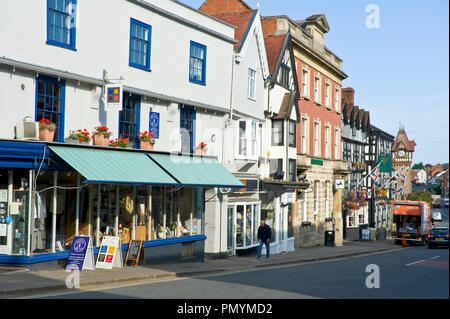 Allgemeine Ansicht der High Street in Ledbury Herefordshire England Großbritannien Stockfoto