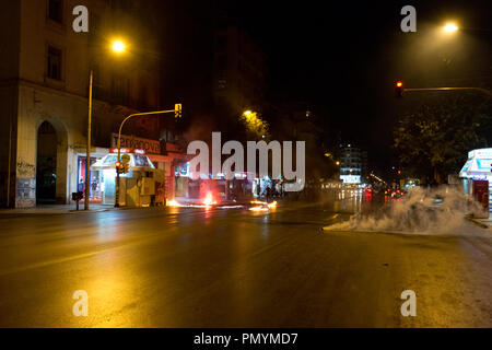 Thessaloniki, Griechenland. 18 Sep, 2018. Demonstration für den fünften Jahrestag der Ermordung von Pavlos Fyssas. Credit: Achilleas Pagourtzis/Pacific Press/Alamy leben Nachrichten Stockfoto