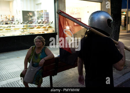 Thessaloniki, Griechenland. 18 Sep, 2018. Demonstration für den fünften Jahrestag der Ermordung von Pavlos Fyssas. Credit: Achilleas Pagourtzis/Pacific Press/Alamy leben Nachrichten Stockfoto
