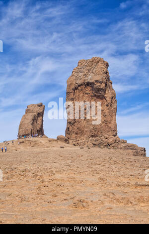 Roque Nublo (Rock in Wolken) auf Gran Canaria ist eine alte und heilige Ort der Verehrung und der wichtigste touristische Attraktion Stockfoto