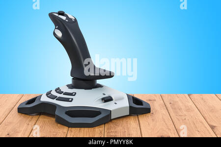 Joystick auf dem Holztisch. 3D-Rendering Stockfoto