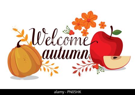 Willkommen Herbst saisonale Karte Stock Vektor