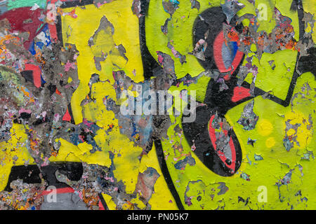 Close-up 7/8 detail von Graffiti an der Wand in Stavanger, Norwegen. Stockfoto