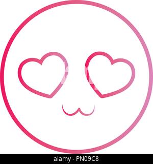 Glückliches lächeln Emoticon herzen Auge liebe Vector Illustration neon Stock Vektor