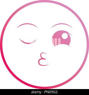 Kiss winking Smiley Emoticon Gesicht Vektor-illustration neon Stock Vektor