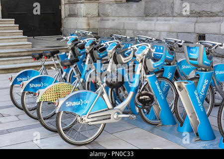 Mobi Shaw Go Bike teilen Regelung in der Innenstadt von Vancouver, British Columbia, Kanada Stockfoto