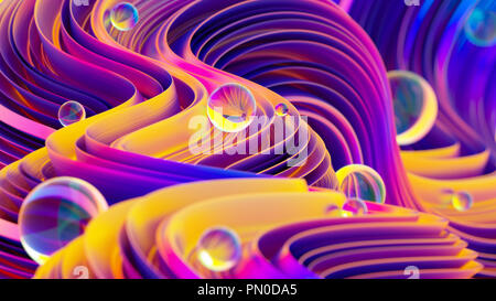 Zusammenfassung Hintergrund mit Flüssigkeit Hologramm glitter Formen und glänzenden Kugeln.