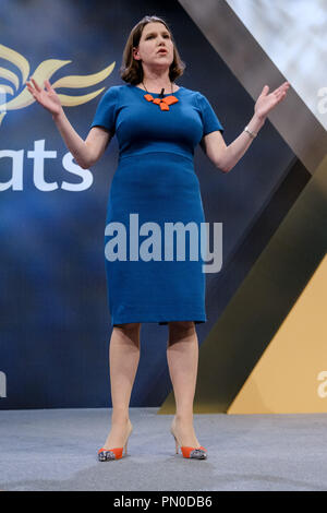 Jo Swinson MP Adressen der Liberalen und Demokratischen Partei Europas Herbst Konferenz am Sonntag, den 16. September 2018 in Brighton, Sussex statt. Bild: Jo Swinson, Liberaldemokratischen stellvertretender Fraktionsvorsitzender, Sprecher für auswärtige Angelegenheiten und Commonwealth-Fragen, MP für East Dunbartonshire. Bild von Julie Edwards. Stockfoto