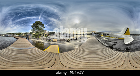 360 Grad Panorama Ansicht von Kenmore Air Hafen, de Havilland Biber, Kenmore, WA