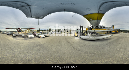 360 Grad Panorama Ansicht von Kenmore Air Hafen, de Havilland Beaver 'Maggie', Kenmore, WA