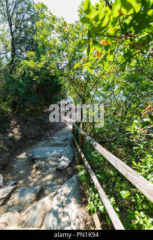 Wandern die Wanderwege in der Nationalpark von Cinque Terre, zwischen den 5 kleine Dörfer - ligury - Italien Stockfoto