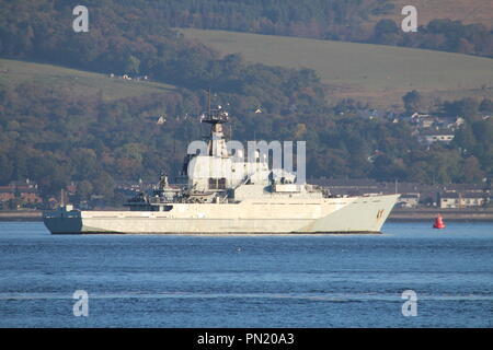 HMS Tyne (P281), ein Fluss-Klasse patrol Schiff der Royal Navy betrieben, aus Greenock während der Übung gemeinsame Krieger 16-2. Stockfoto