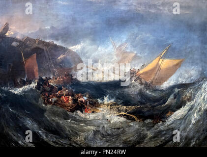 Das Wrack eines Schiffes, das durch JMW Turner (1775-1851), Öl auf Leinwand, 1810 Stockfoto