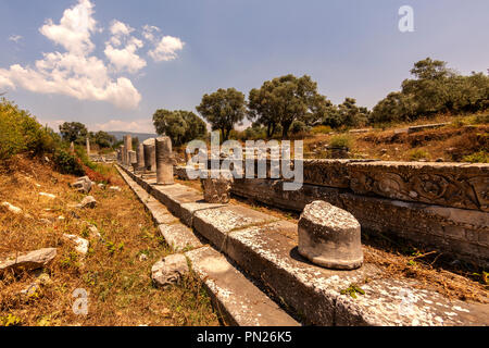 Es stellte sich heraus, dass die antike Stadt wurde unter Asche 3 Tausend vor 600 Jahren nach der Explosion des Tera Vulkan auf der griechischen Insel Santorini. Exc Stockfoto