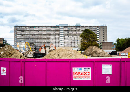 London UK 19. September 2018 den Abriss der Aylesbury Immobilien nur zwei Meilen von den Häusern des Parlaments. Stockfoto